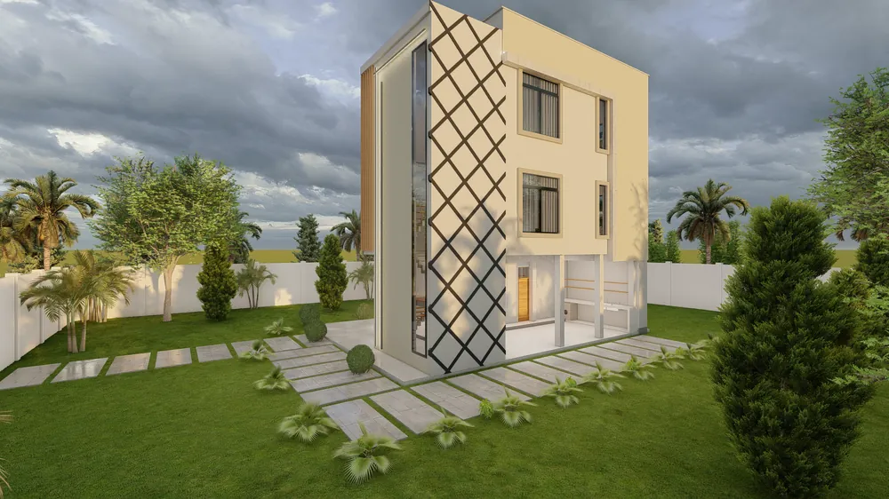 Lattice Facade Residence — visualisation